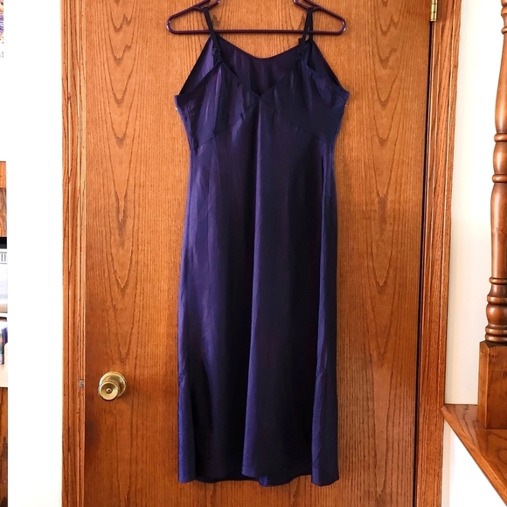 Vintage beautiful Misses Size 36/37 middi slip in deep navy blue - Picture 3 of 7